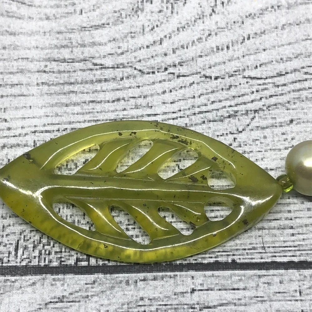 Artisan vintage freshwater pearl leaf pendant statement necklace sterling